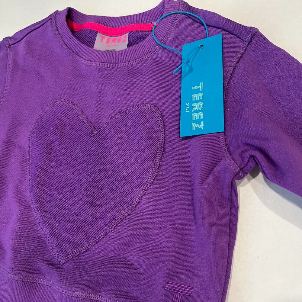 Girl - 4 - NWT Terez Classic Heart Crewneck Provence Lavendar Sweatshirt